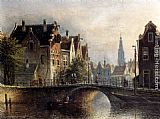 Amsterdam Paintings - Capricio Sunlit Townviews In Amsterdam (Pic 1) by Johannes Franciscus Spohler